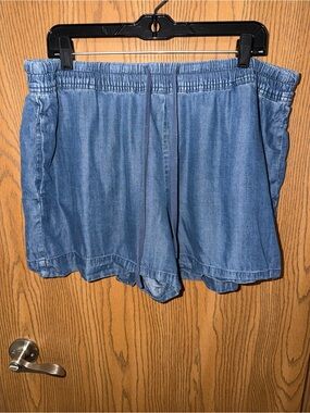 Hilary Radley Light Blue Denim-Style Women’s Shorts - Elastic Waist Size XL
